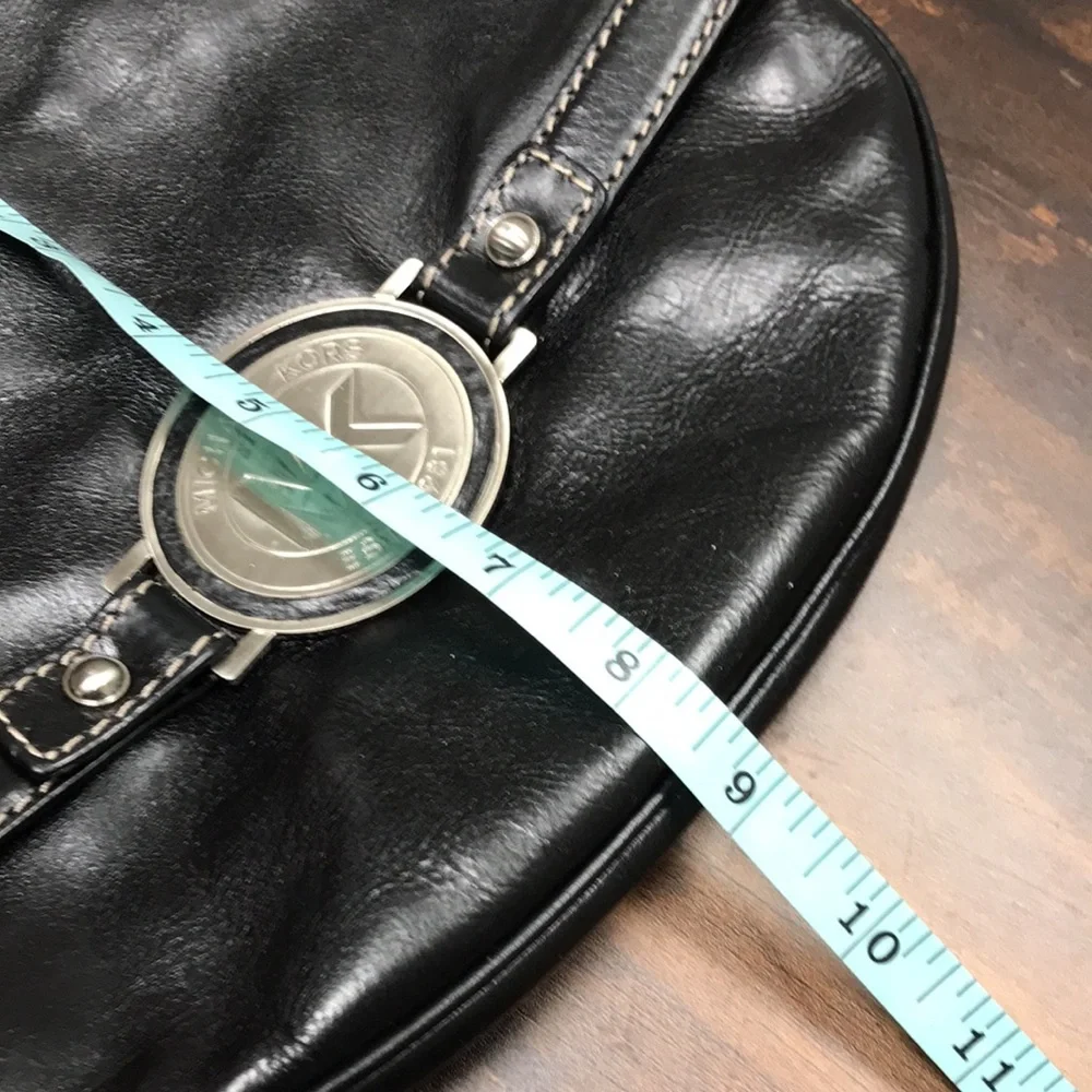 Michael Kors Black Leather Shield Hobo Bag